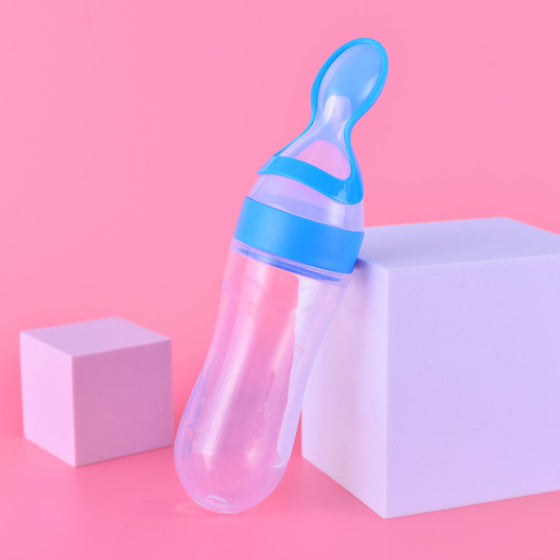 Baby-Silikon-Flasche mit Quetschlöffel