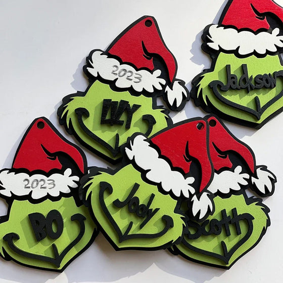 Personalisierter Grinchmas-Ornament, Weihnachtsschmuck