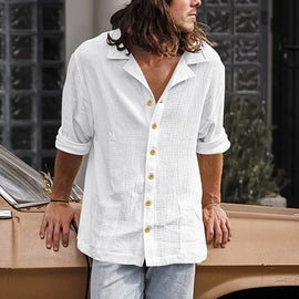 Lockeres, lässiges Langarmhemd für Herren