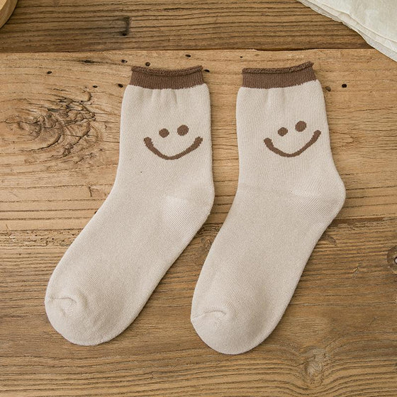 Schönes Lächeln Gesicht Baumwoll Socken