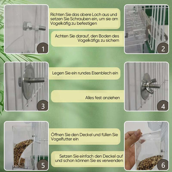 Automatischer auslaufsicherer transparenter Vogelfutterspender