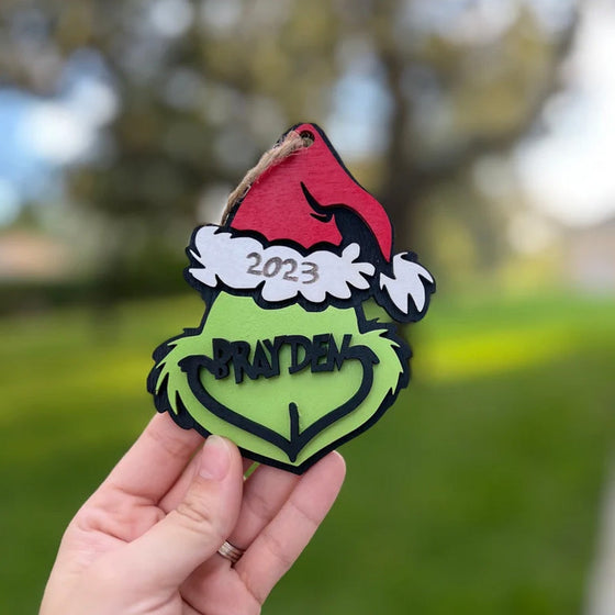 Personalisierter Grinchmas-Ornament, Weihnachtsschmuck