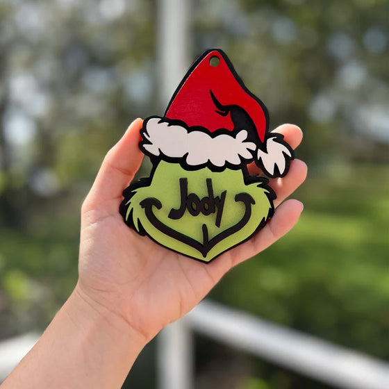 Personalisierter Grinchmas-Ornament, Weihnachtsschmuck