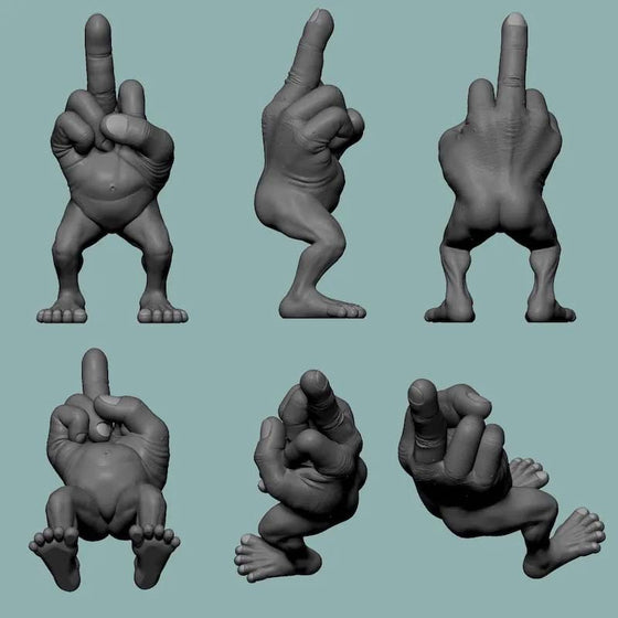 Mittelfinger-Figur mit Beinen