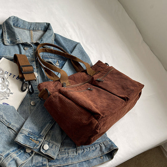 Große Kapazität Corduroy-Damentasche