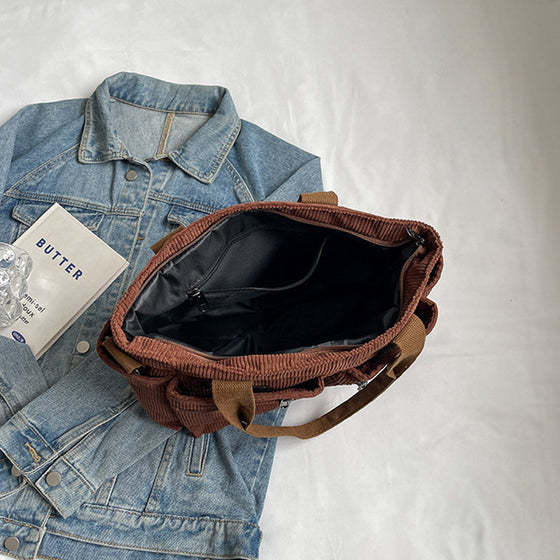 Große Kapazität Corduroy-Damentasche