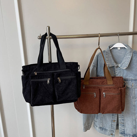 Große Kapazität Corduroy-Damentasche