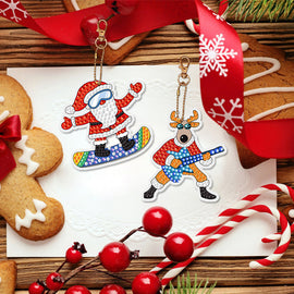 Weihnachten Serie Blind Box DIY Diamant Malerei Schlüsselanhänger Anhänger