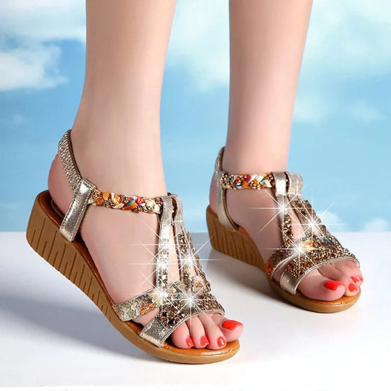 Orthopädische Sommer-Sandalen mit offener Spitze und Strass