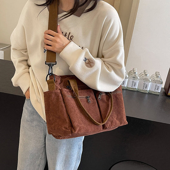 Große Kapazität Corduroy-Damentasche