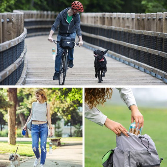 2-in-1 tragbarer Futterspender für Wasserflaschen