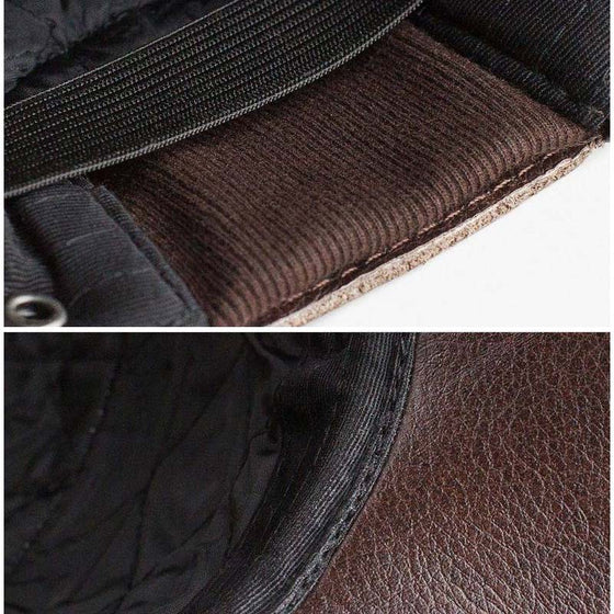 Neue Wintermütze für Herren mit Ohrenschutz aus Schaffell, flacher Schirm