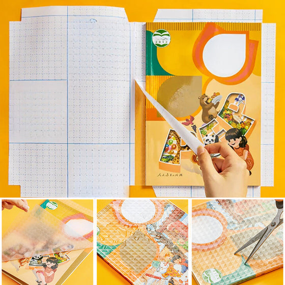 Selbstklebender Buchumschlag mit mattierter karierter Struktur