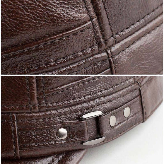 Neue Wintermütze für Herren mit Ohrenschutz aus Schaffell, flacher Schirm