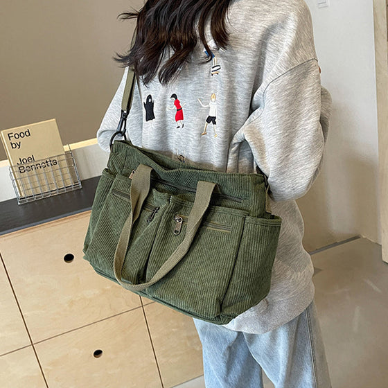 Große Kapazität Corduroy-Damentasche