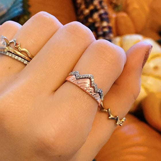 Two Tone Wavy Double Layer Ring