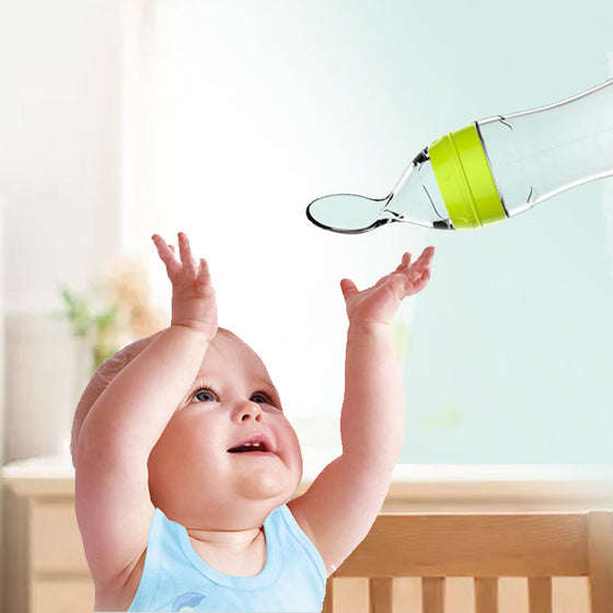 Baby-Silikon-Flasche mit Quetschlöffel