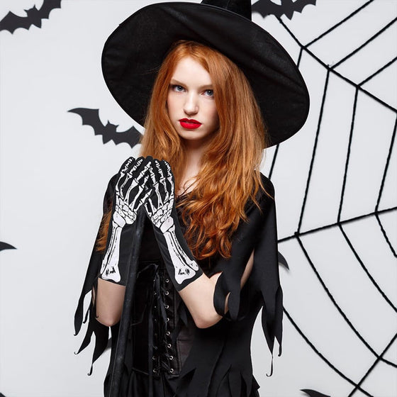 Doppelseitig bedruckte Totenkopf-Handschuhe