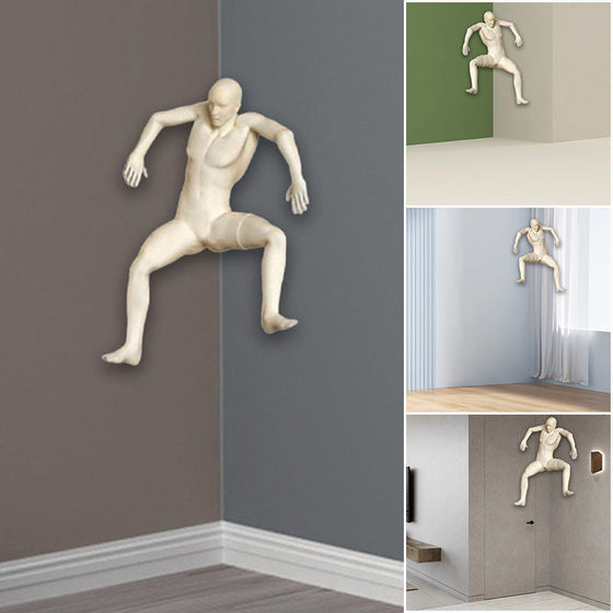 "Erschrockene" Charakter-Wandskulptur-Kletterer