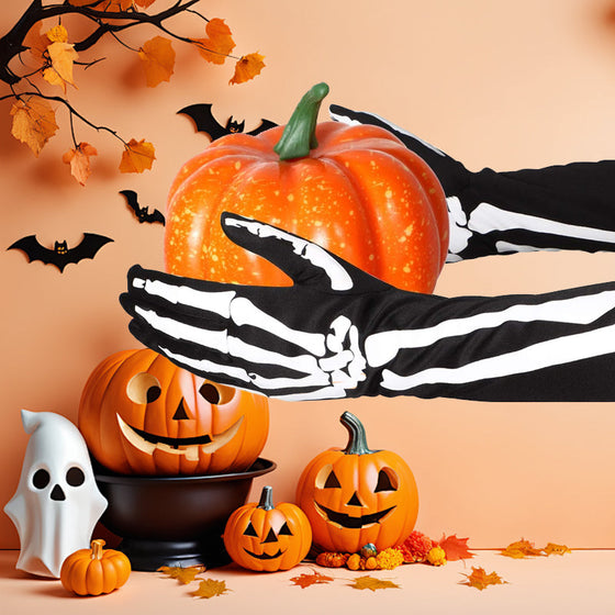 Doppelseitig bedruckte Totenkopf-Handschuhe