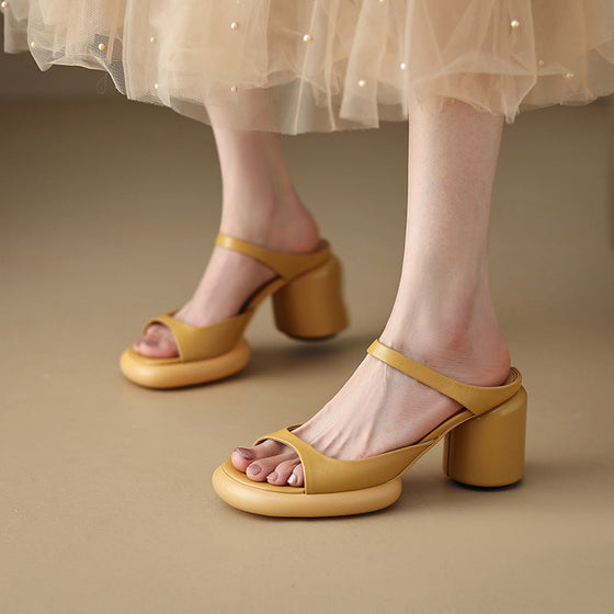 Sommer-Retro-Sandalen für Damen mit dickem Absatz