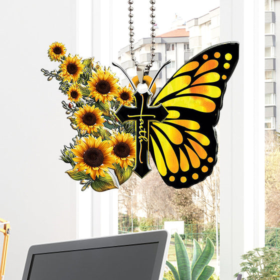 Schönes Schmetterlingskreuz christliches Auto-Rückspiegel-Zubehör