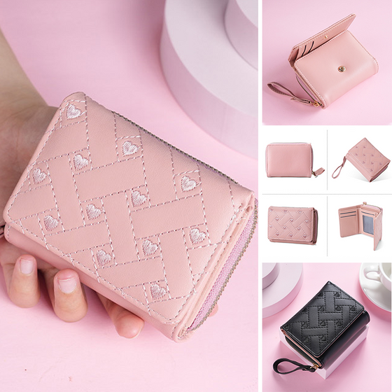 Münzbörse mit gesticktem Herz