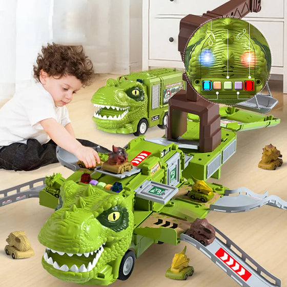 Neues Spielzeugset Dinosaurier-Transforming-Engineering-LKW-Strecke