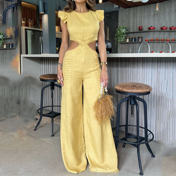 Einfarbiger Overall mit Rüschen