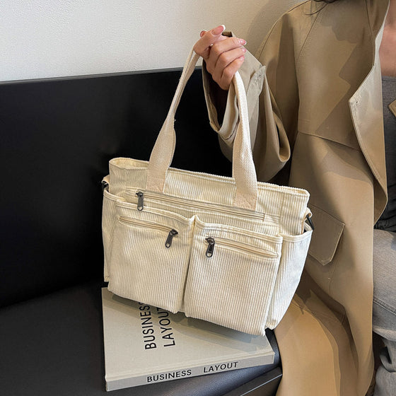 Große Kapazität Corduroy-Damentasche