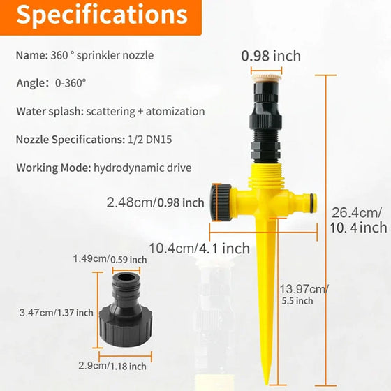 360° automatisch rotierender Rasensprenger