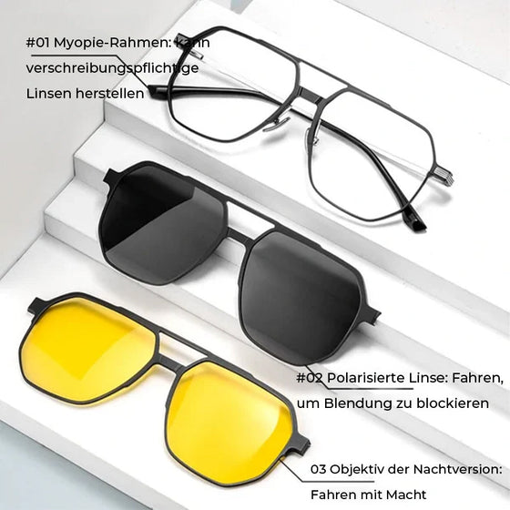 Magnetisch polarisierte 3-in-1-Sonnenbrille