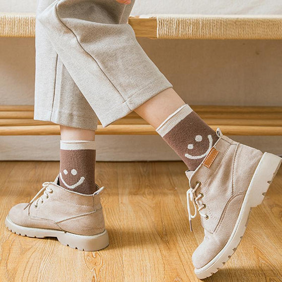 Schönes Lächeln Gesicht Baumwoll Socken