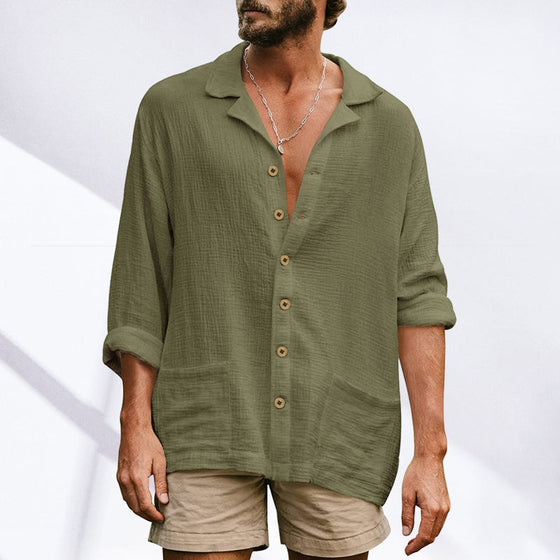 Lockeres, lässiges Langarmhemd für Herren