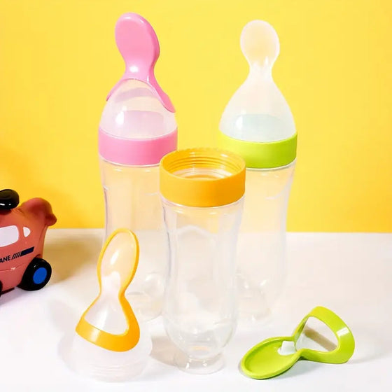 Baby-Silikon-Flasche mit Quetschlöffel