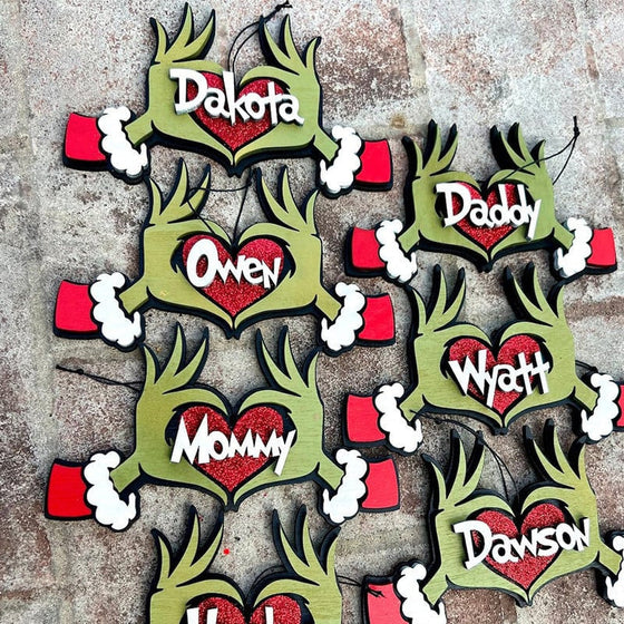 Personalisierter Grinchmas-Ornament, Weihnachtsschmuck