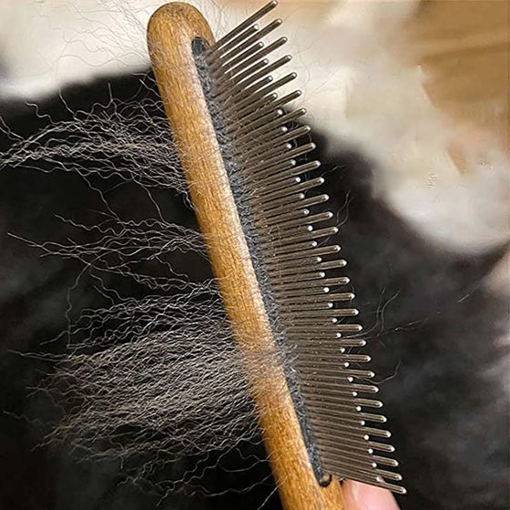 Pet Knot Comb with Wooden Handle