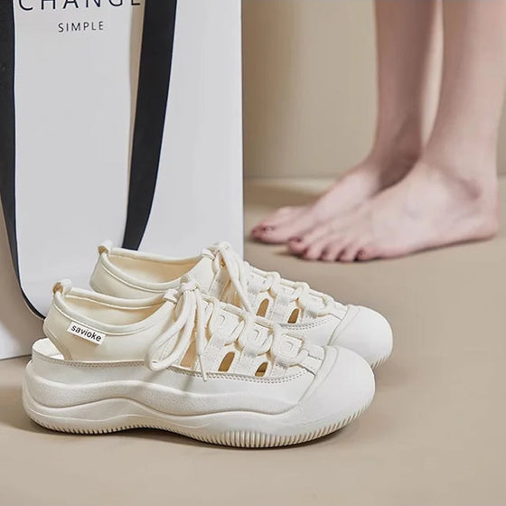 Sommer Dicke Sohle Hohle Weiße Schuhe