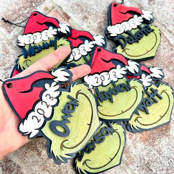 Personalisierter Grinchmas-Ornament, Weihnachtsschmuck