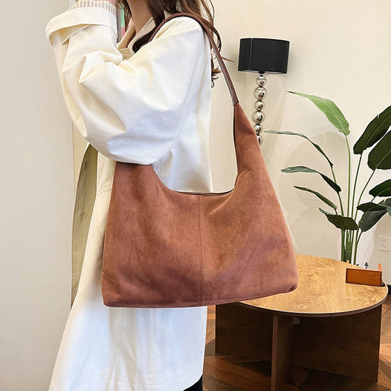 Pendlertasche aus Wildleder mit großem Fassungsvermögen