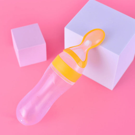 Baby-Silikon-Flasche mit Quetschlöffel