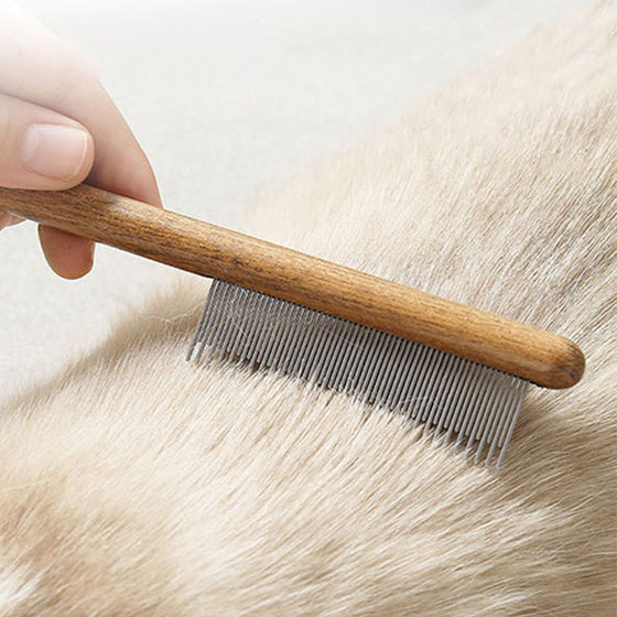Pet Knot Comb with Wooden Handle
