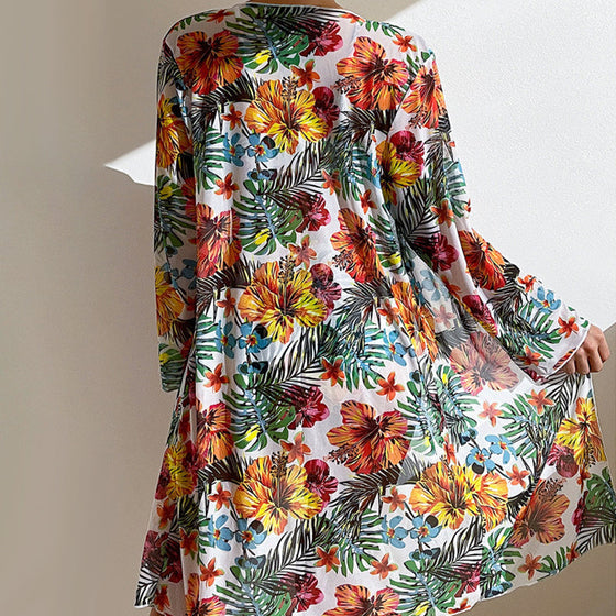 Dreiteiliges Bikini-Set mit Blumen