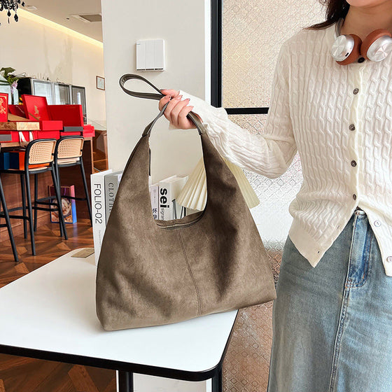 Pendlertasche aus Wildleder mit großem Fassungsvermögen