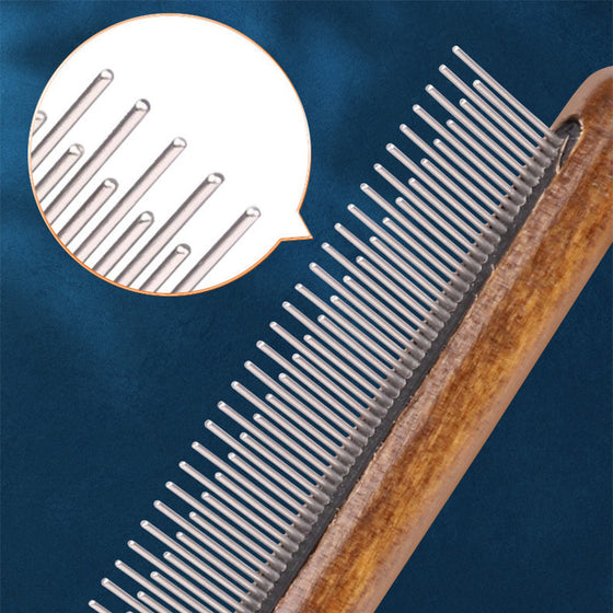 Pet Knot Comb with Wooden Handle