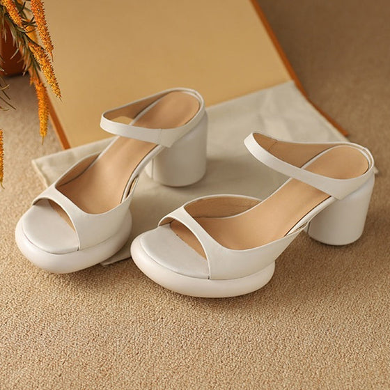 Sommer-Retro-Sandalen für Damen mit dickem Absatz