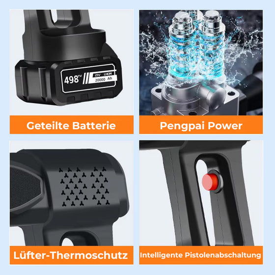 Tragbare Hochdruck-Autowaschpistole mit Lithiumbatterie