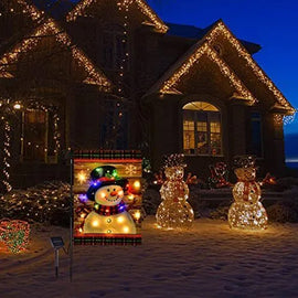 LED-Schneemann-Gartenflagge