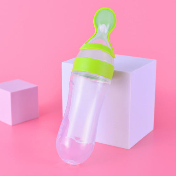 Baby-Silikon-Flasche mit Quetschlöffel