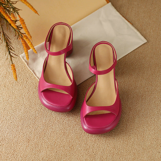 Sommer-Retro-Sandalen für Damen mit dickem Absatz